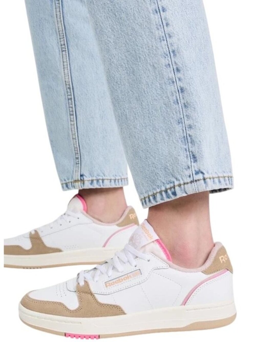 Reebok Phase Court White Leather Casual Sneakers Suede Trim Size 9.5 Women’s New